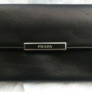 Prada black leather wallet